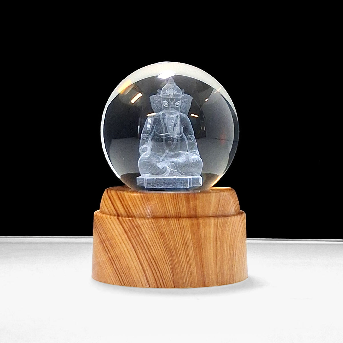 Rotating LED Glass Orb - Ganesh