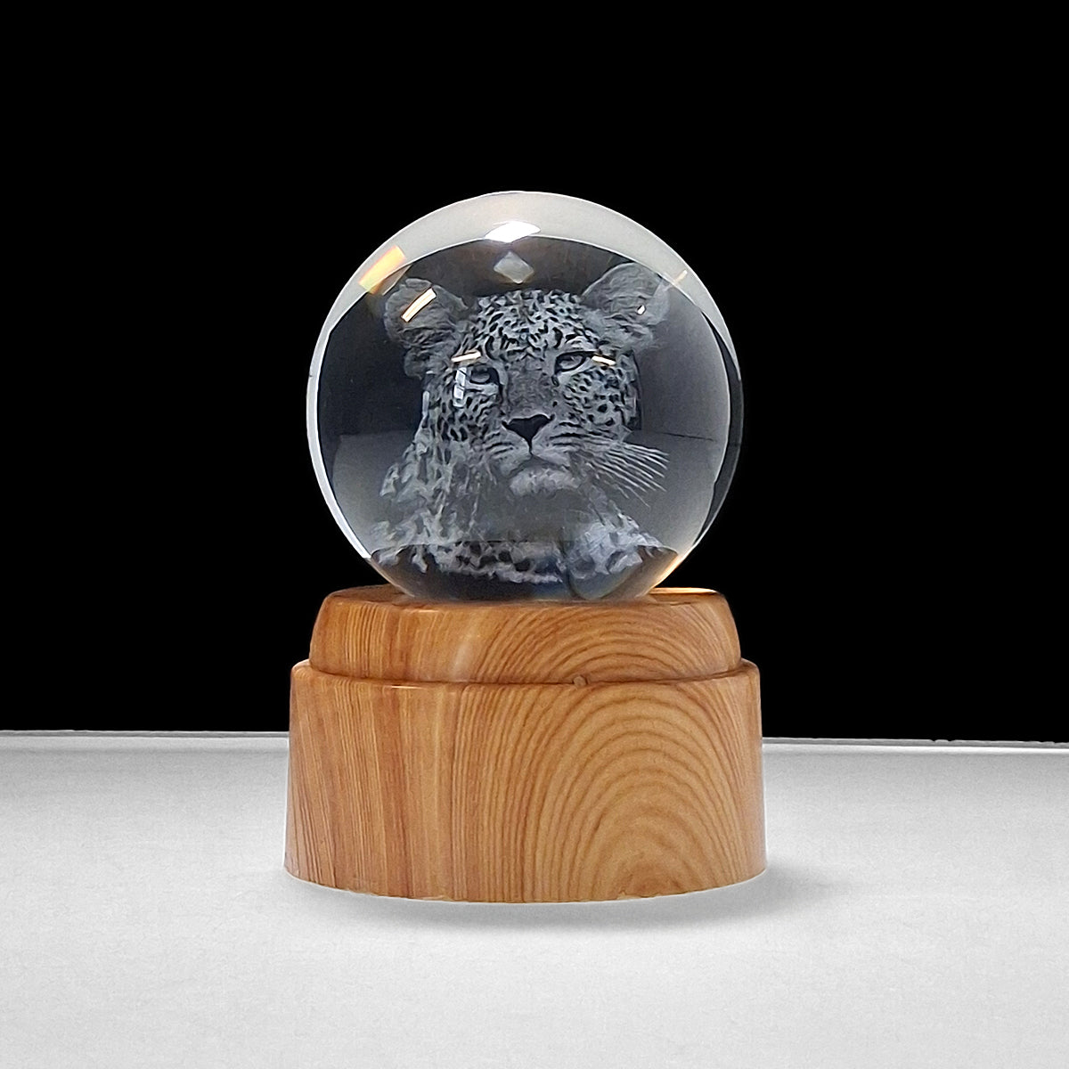 Rotating LED Glass Orb - Leopard