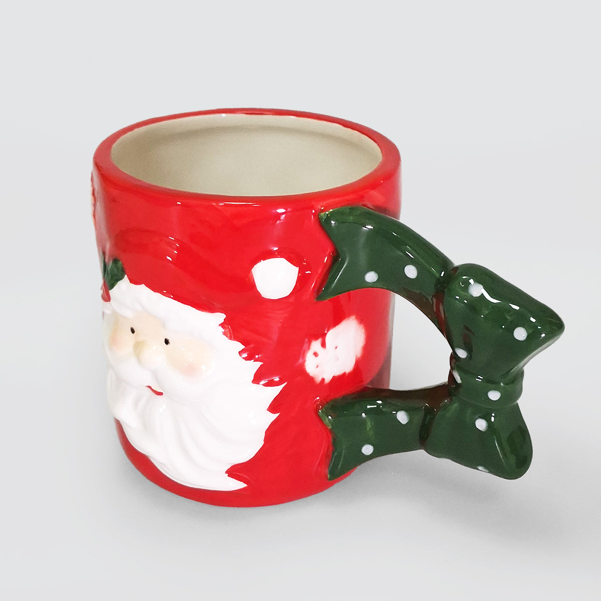 Santa Mug - Green Ribbon Handle