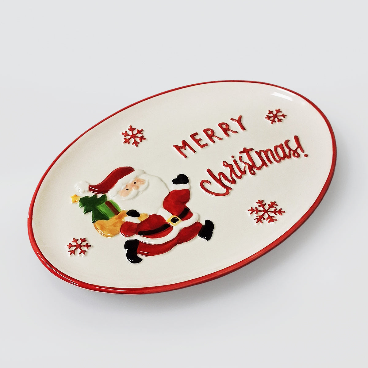 Oval Serving Tray - Merry Christmas