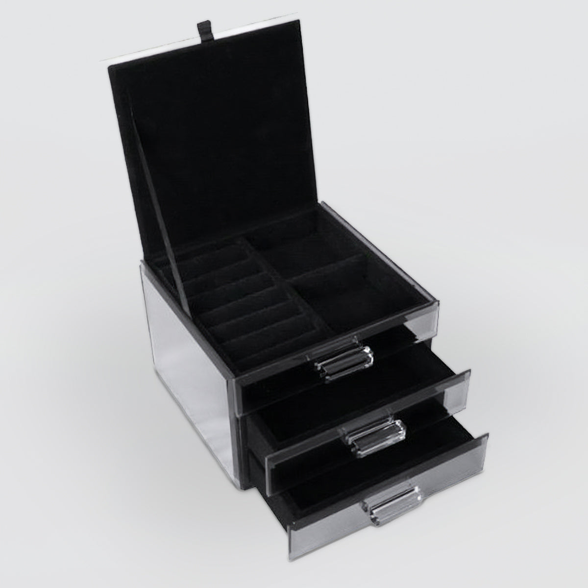 Peony Flower Glass Jewellery Box - 2 Drawer