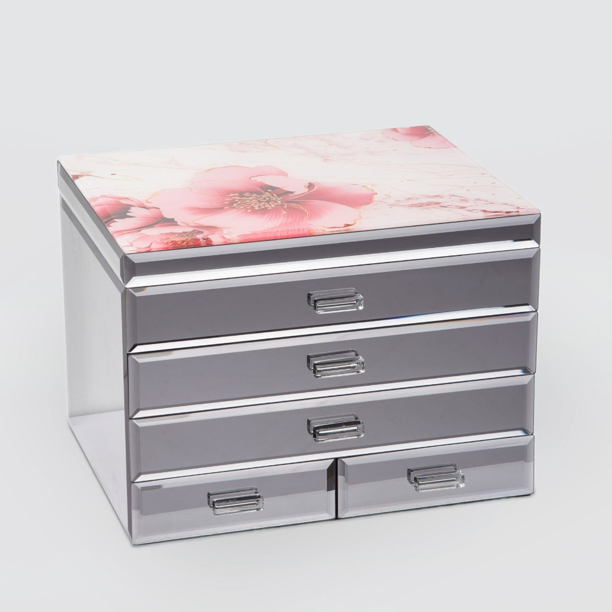 Peony Flower Glass Jewellery Box - Extra Large