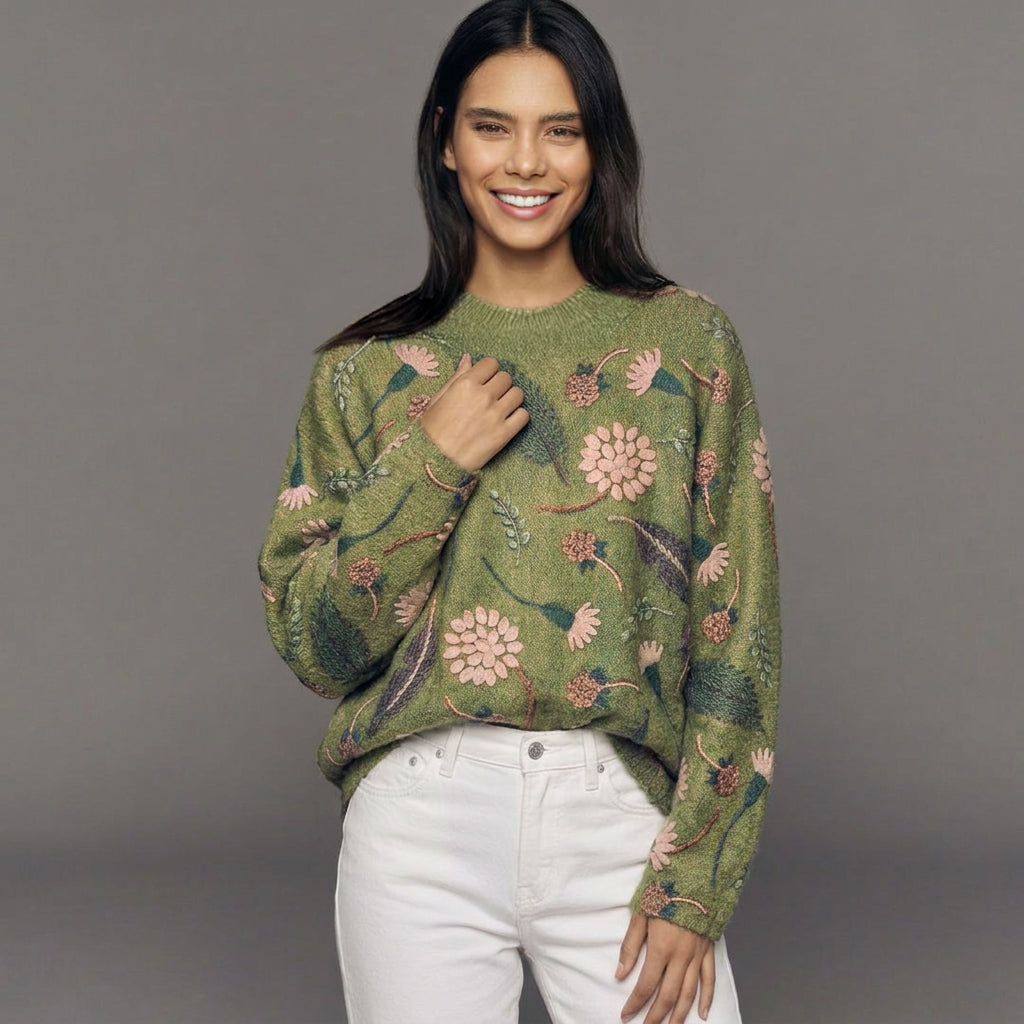 Winter Green Flora Jumper