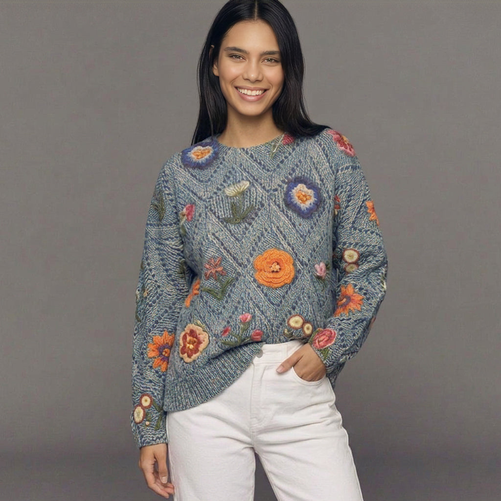 Winter Crochet Flowers Jumper