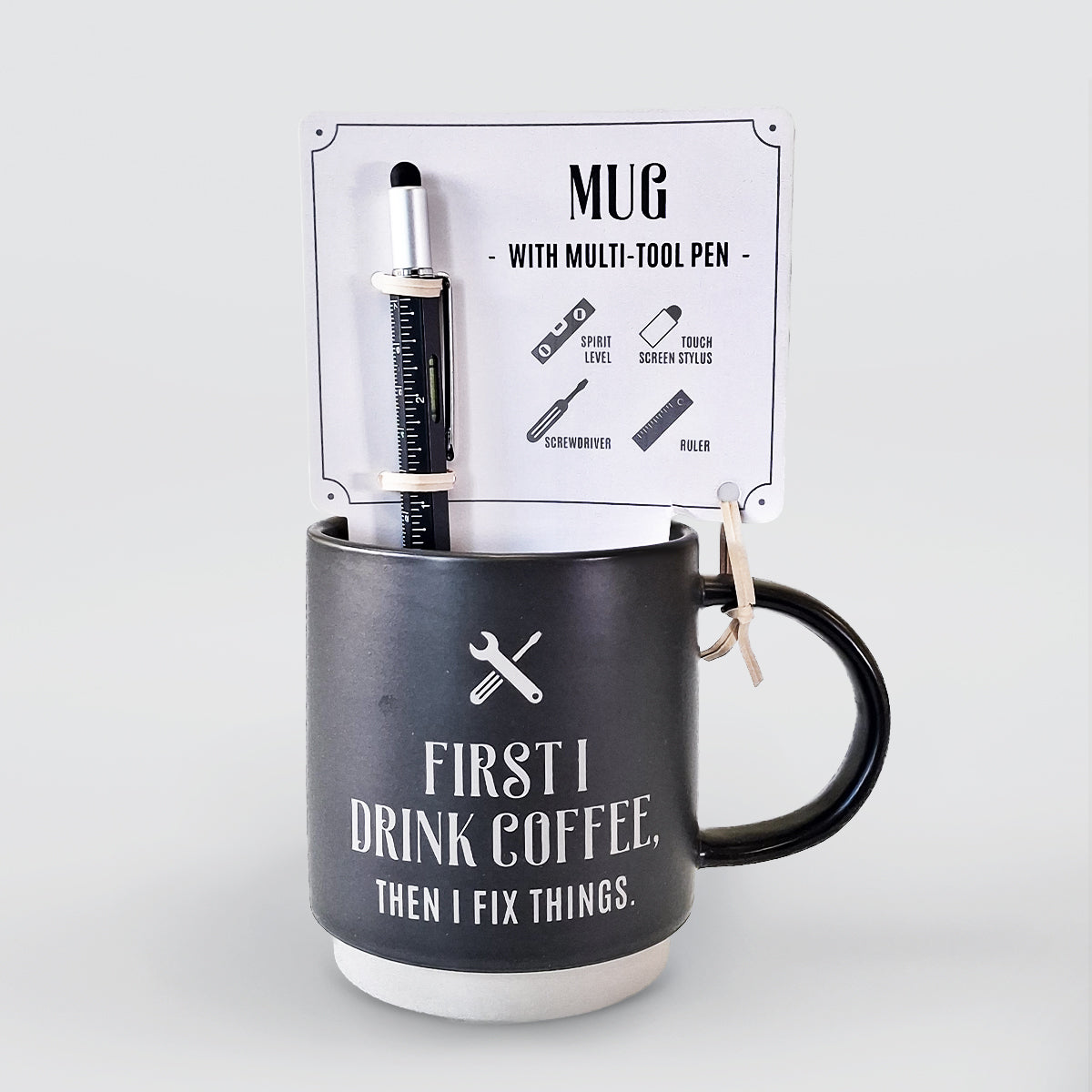 Mug & Multi-tool Pen Set - First I Drink Coffee