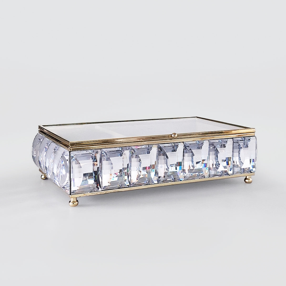 Glass Jewellery Trinket Box - Glass Lid