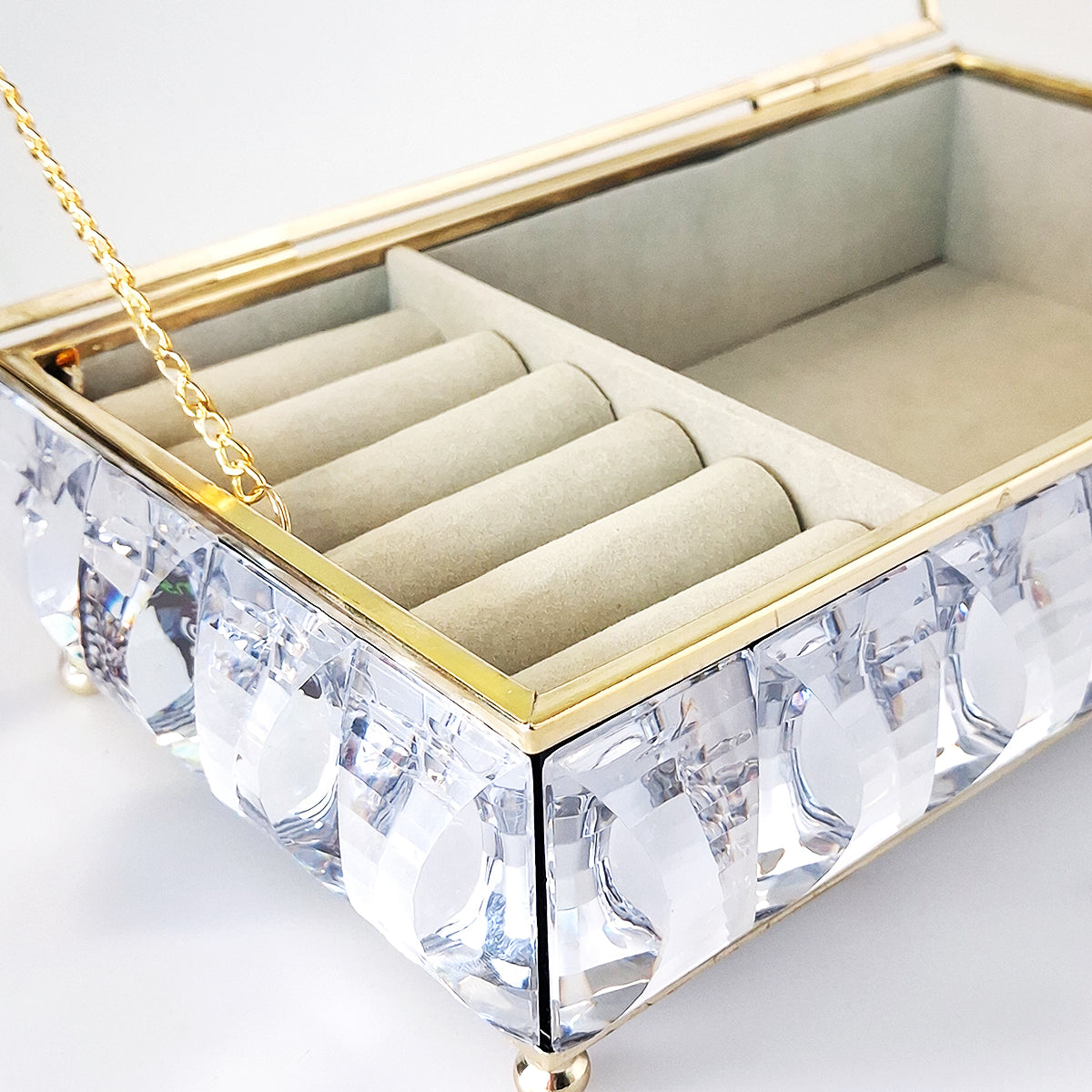 Glass Jewellery Trinket Box - Glass Lid