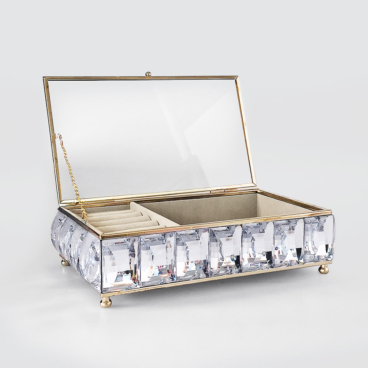 Glass Jewellery Trinket Box - Glass Lid