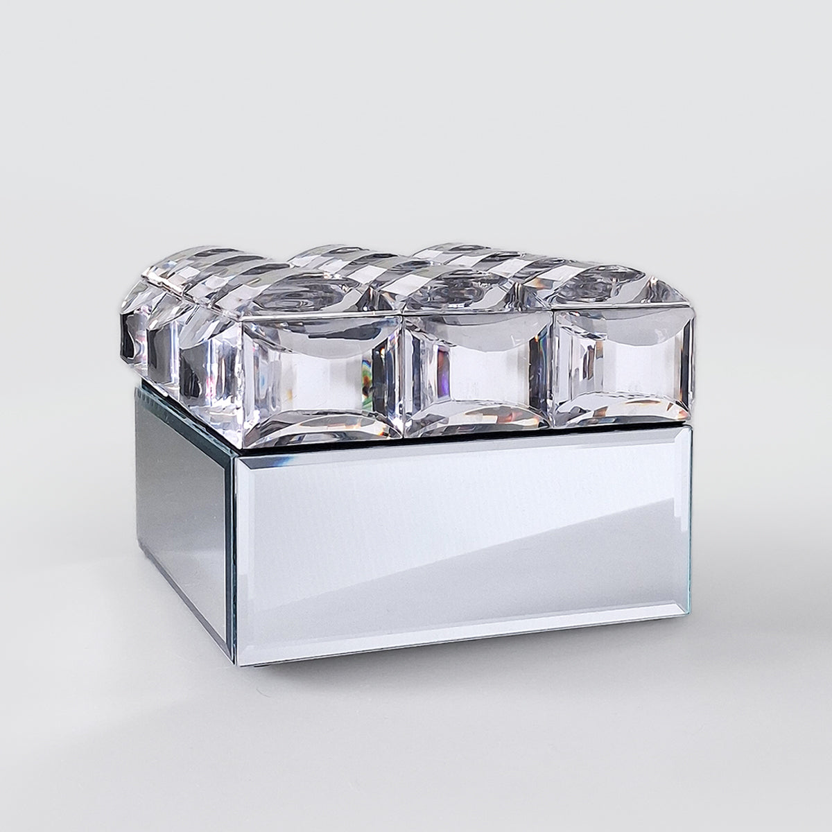 Square Jewellery Trinket Box - Bevelled Glass Crystals