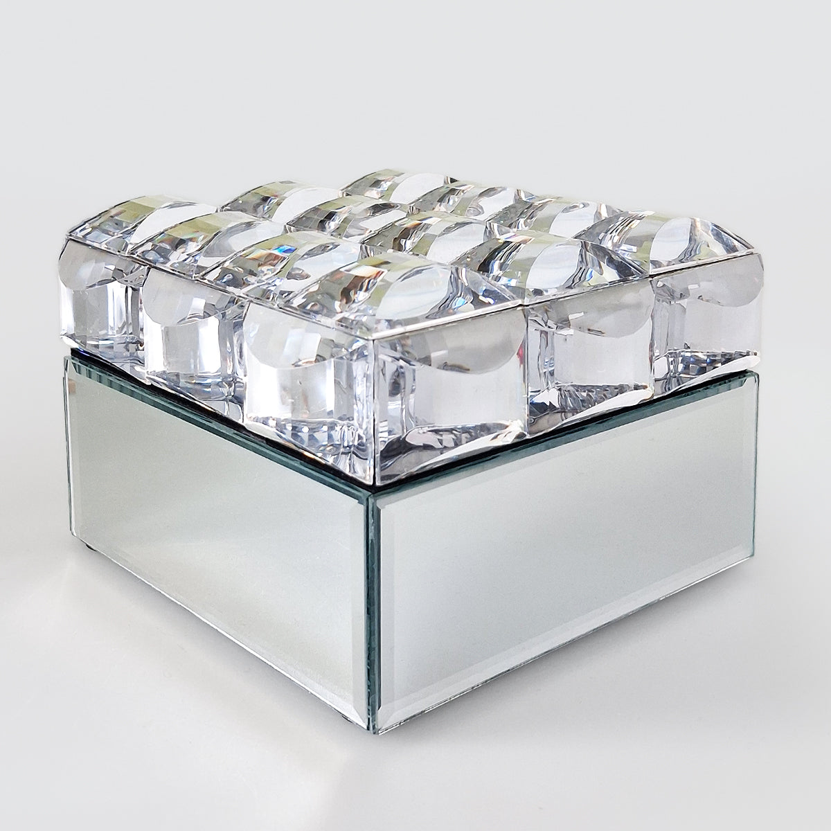 Square Jewellery Trinket Box - Bevelled Glass Crystals