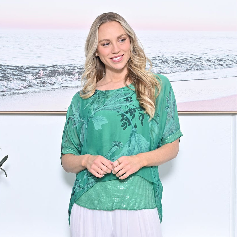Floral Sequin Silk Kaftan