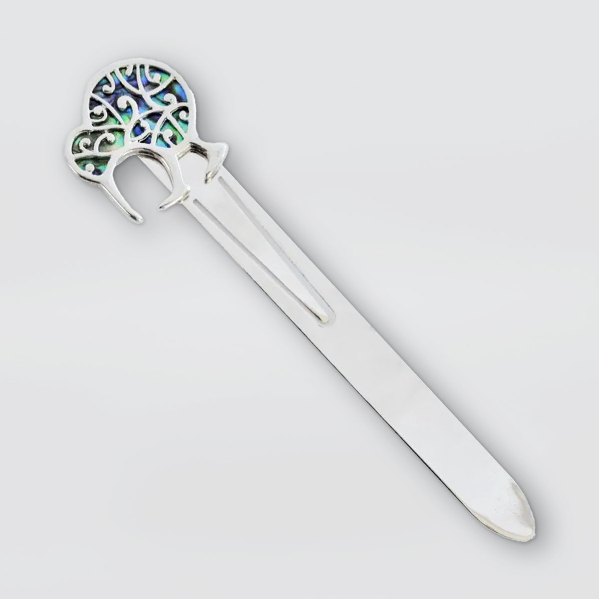 Metal & Paua Bookmark - Filigree Kiwi