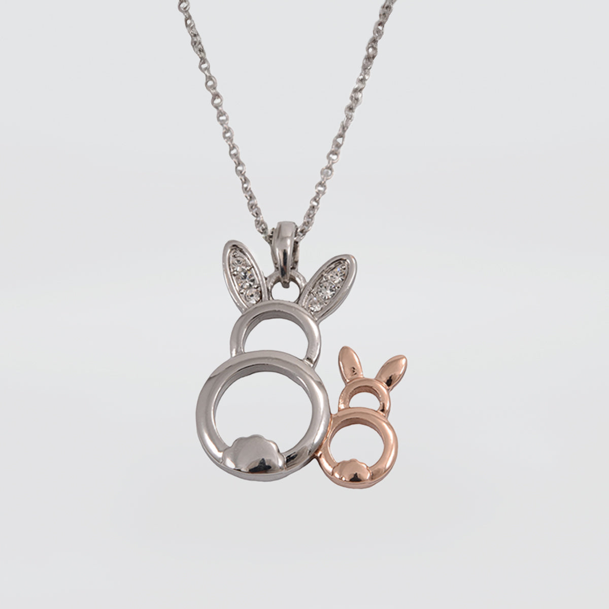 Rhodium Rose Gold Bunny Necklace