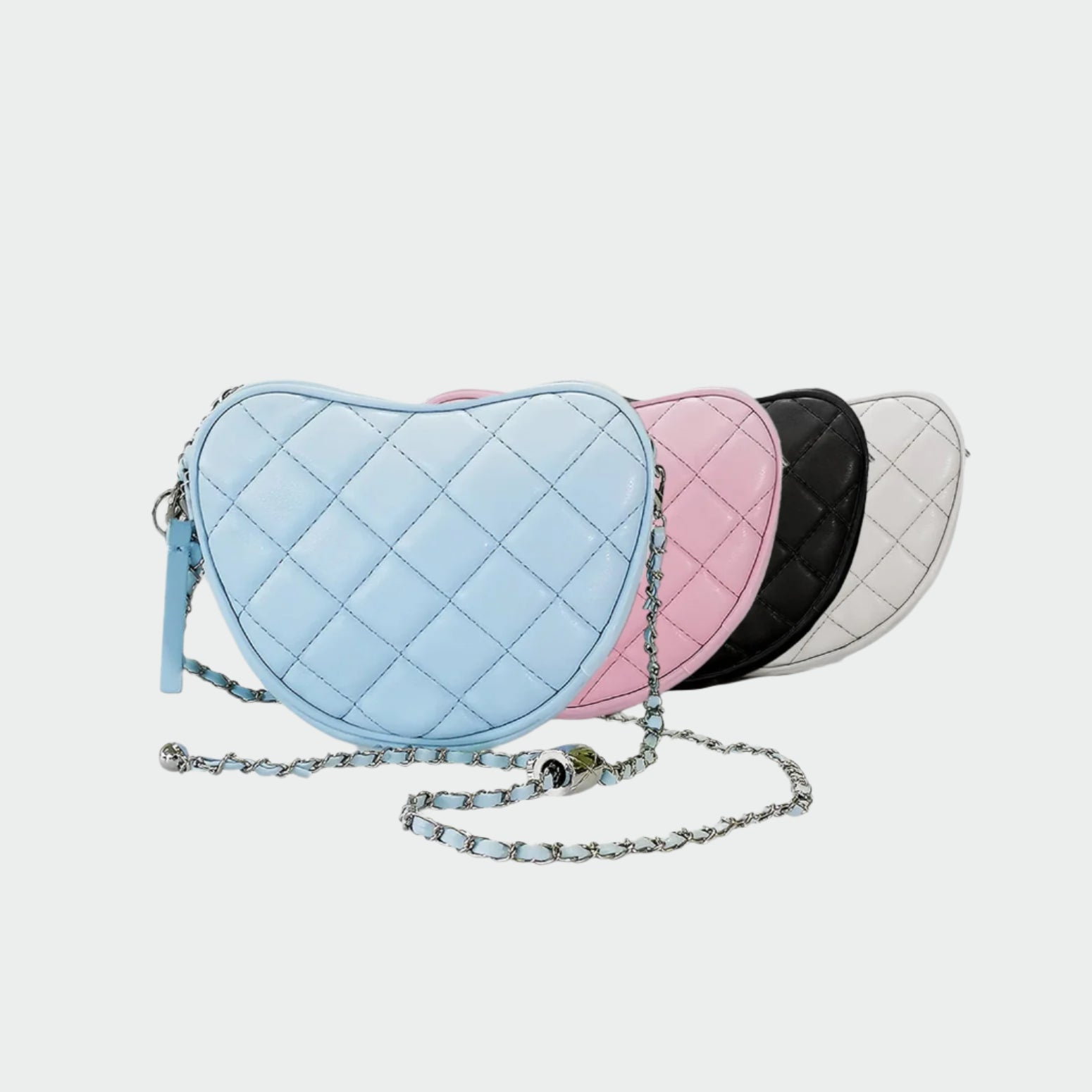 Heart Shaped 'Quilted' Shoulder Purses