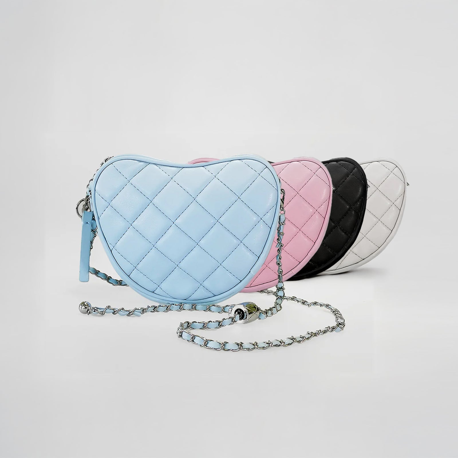 Heart Shaped 'Quilted' Shoulder Purses