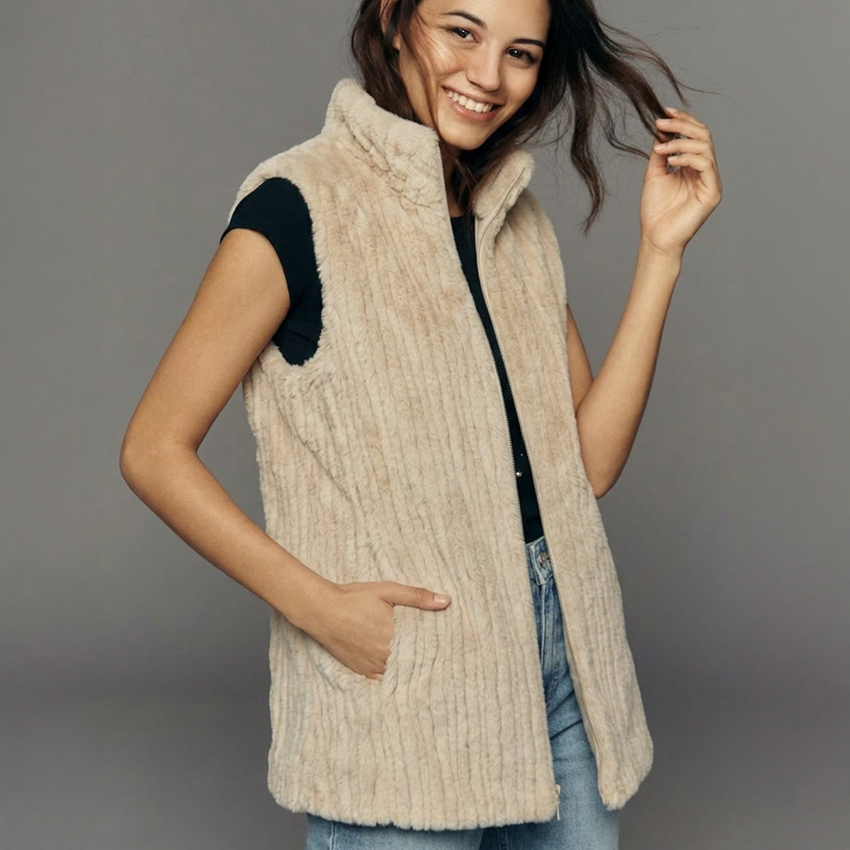 Faux Fur Vest - Long