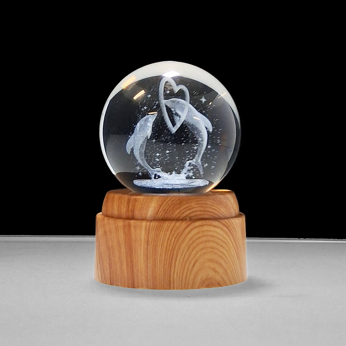 Rotating LED Glass Orb - Dolphins