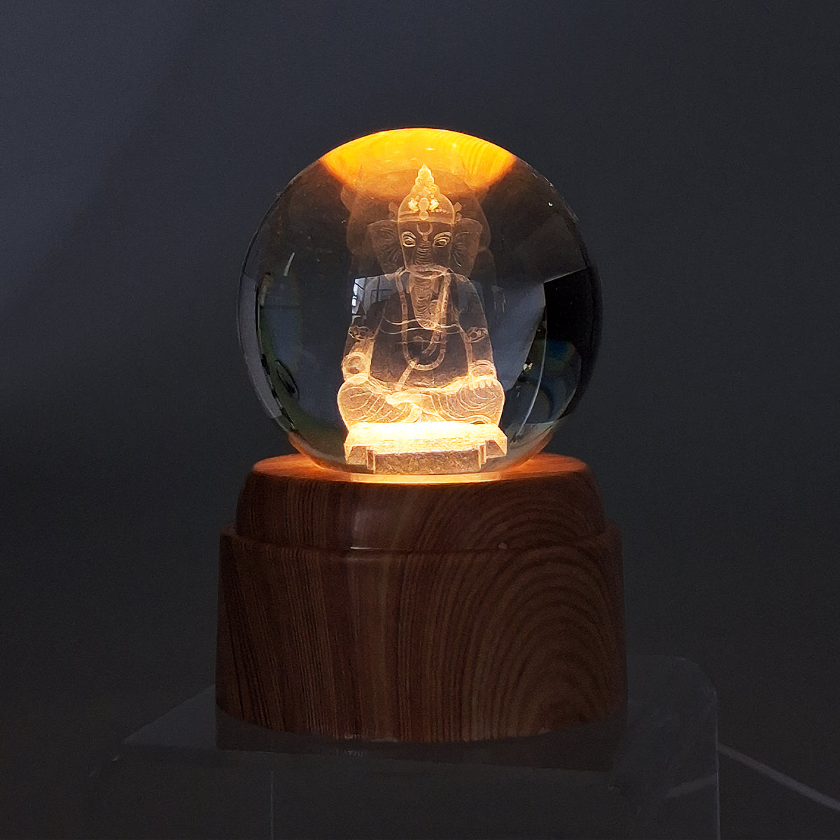 Rotating LED Glass Orb - Ganesh
