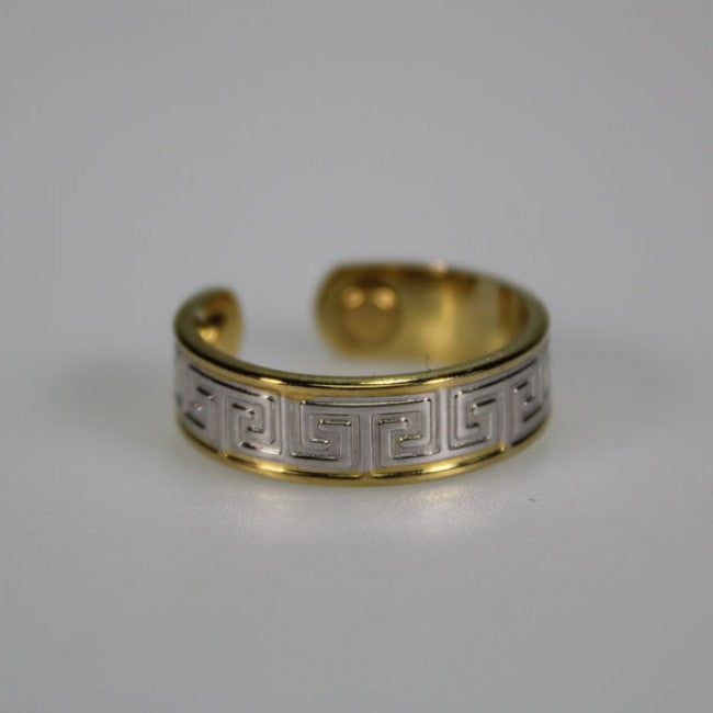 Kia Ora Silver & Gold Maze Copper Magnetic Ring