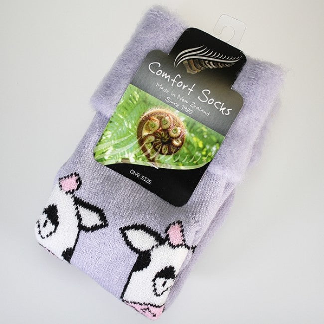 Comfort Bed Socks - Lilac Cow