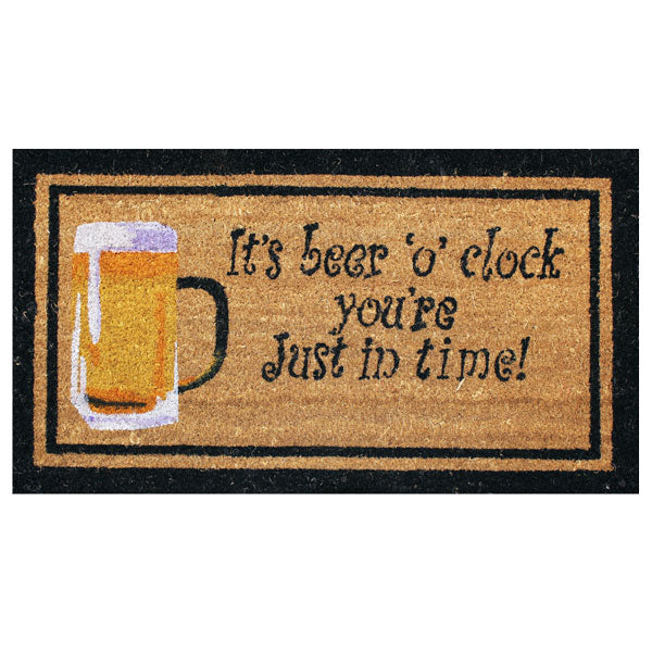 Coir Doormat - 'It's Beer O'Clock...'