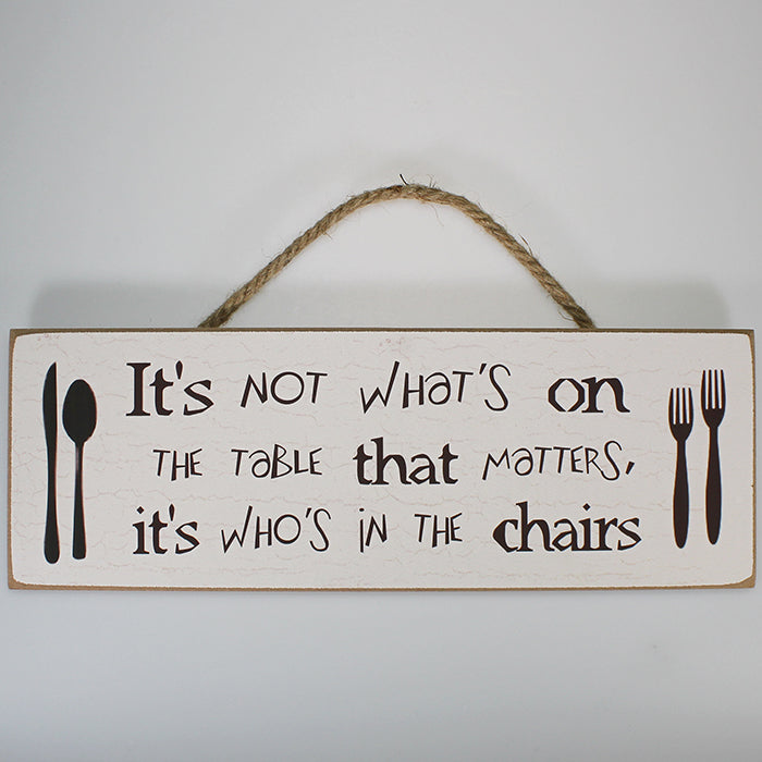 It's Not What's on the Table' Plaque Sign