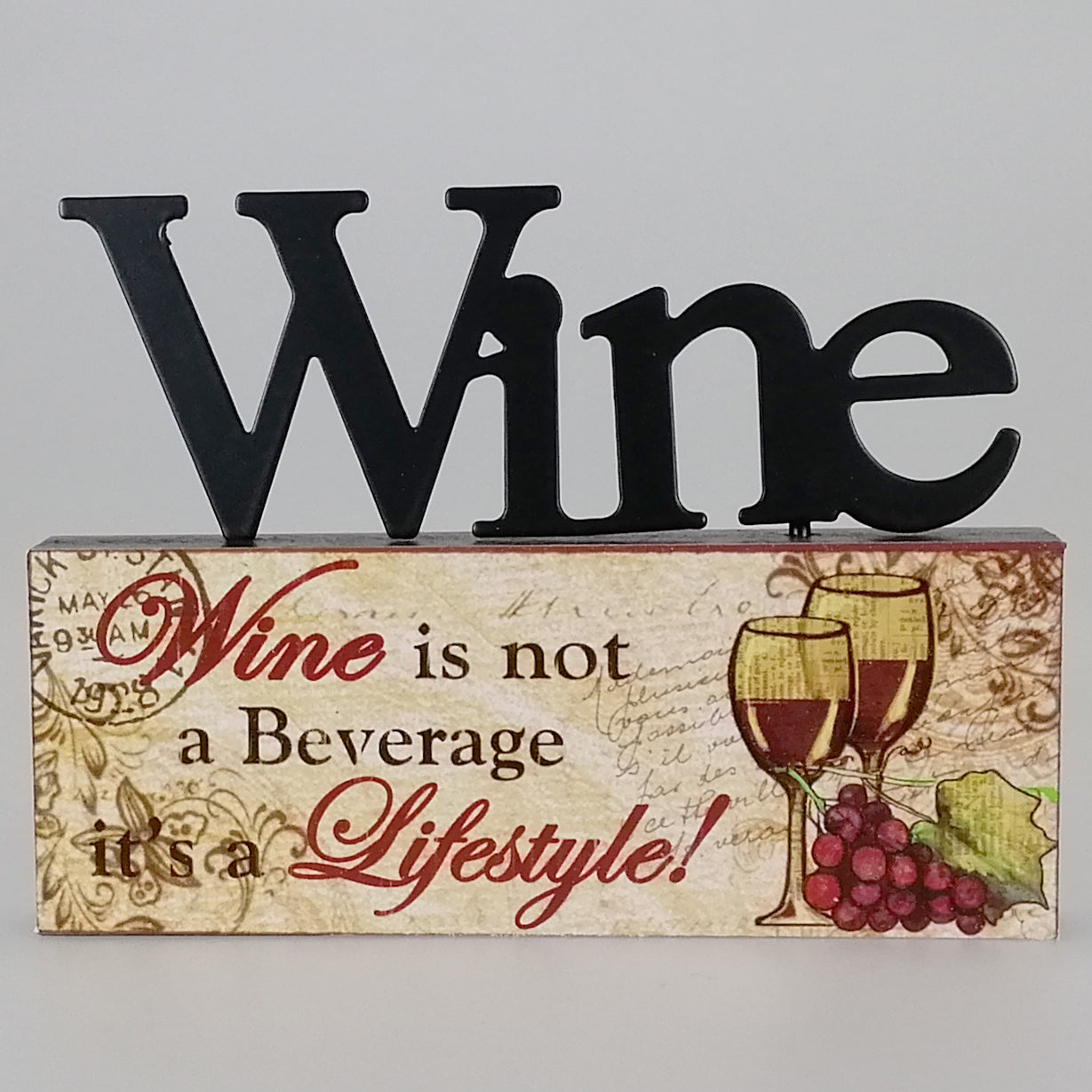 Mini Wood Plaque - Wine