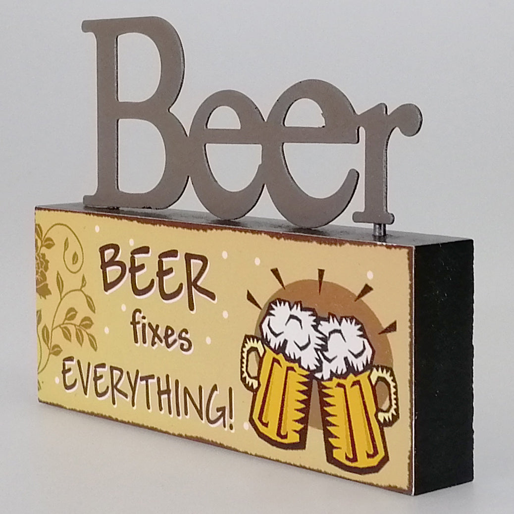 Mini Wood Plaque - Beer