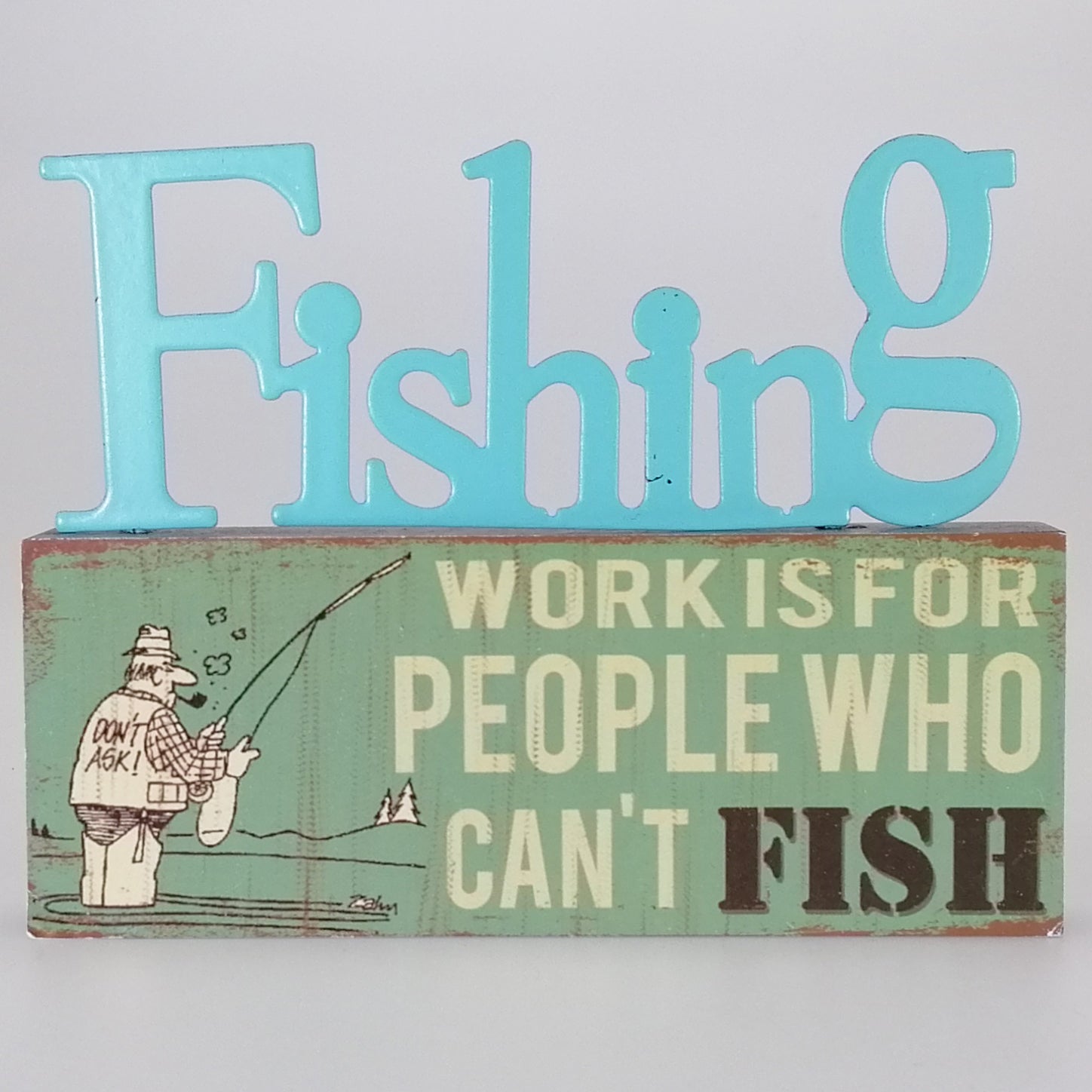 Mini Wood Plaque - Fishing