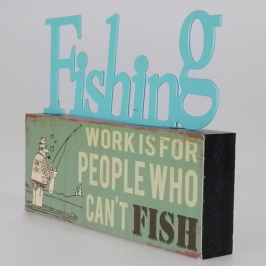 Mini Wood Plaque - Fishing