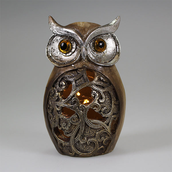 Silver Owl with LED Lights (11cm)