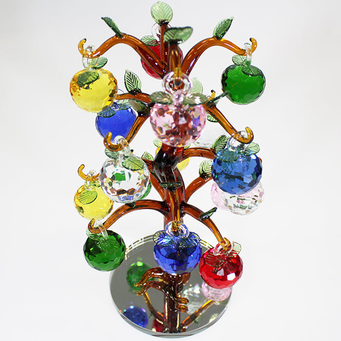 16 Apple Multicolour Glass Apple Tree - Amber Trunk