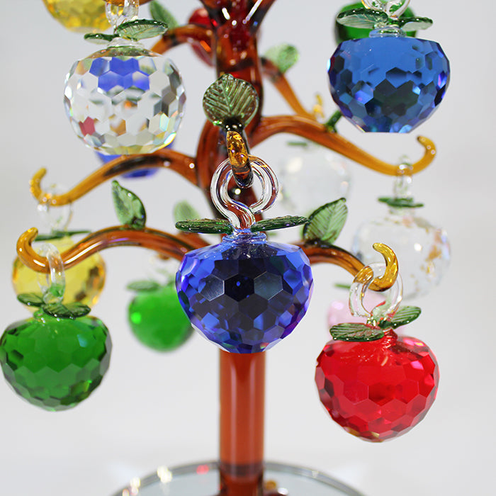 16 Apple Multicolour Glass Apple Tree - Amber Trunk