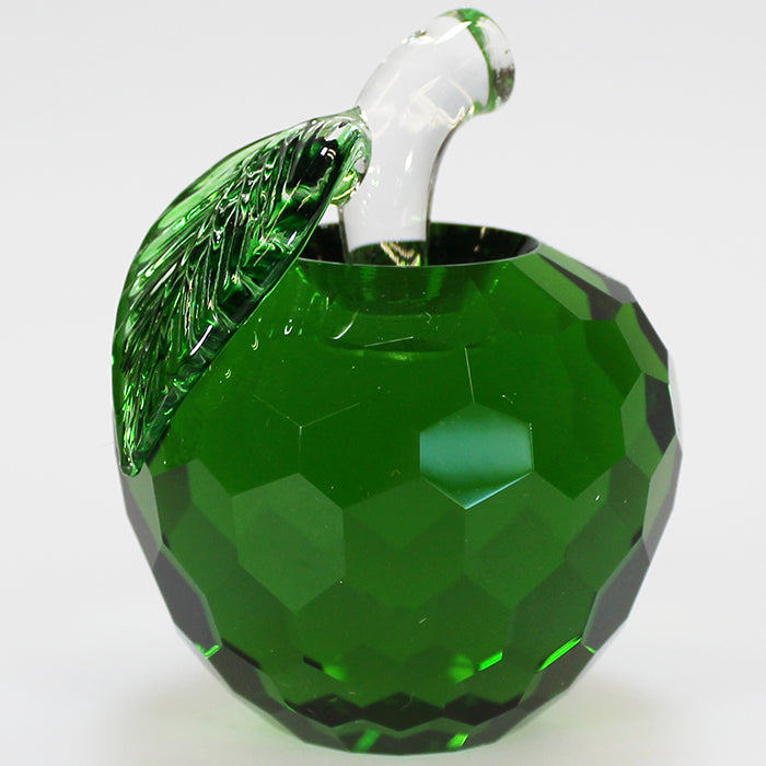 5cm Wide Cut Glass Apple - Green