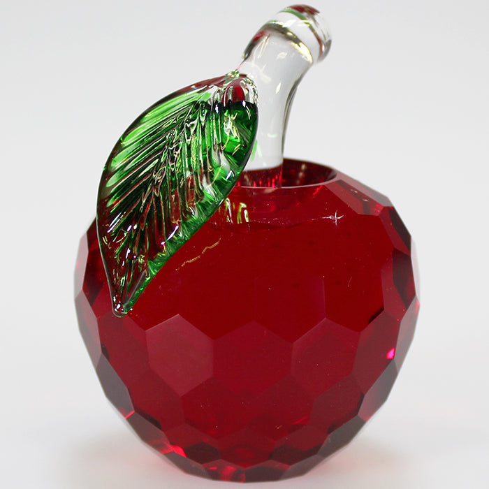 5cm Wide Cut Glass Apple - Red