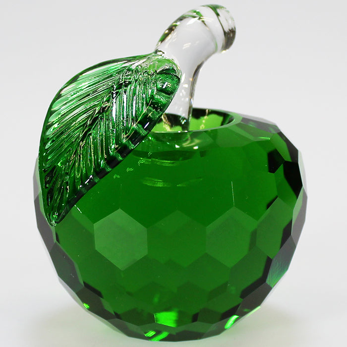 6cm Wide Cut Glass Apple - Green