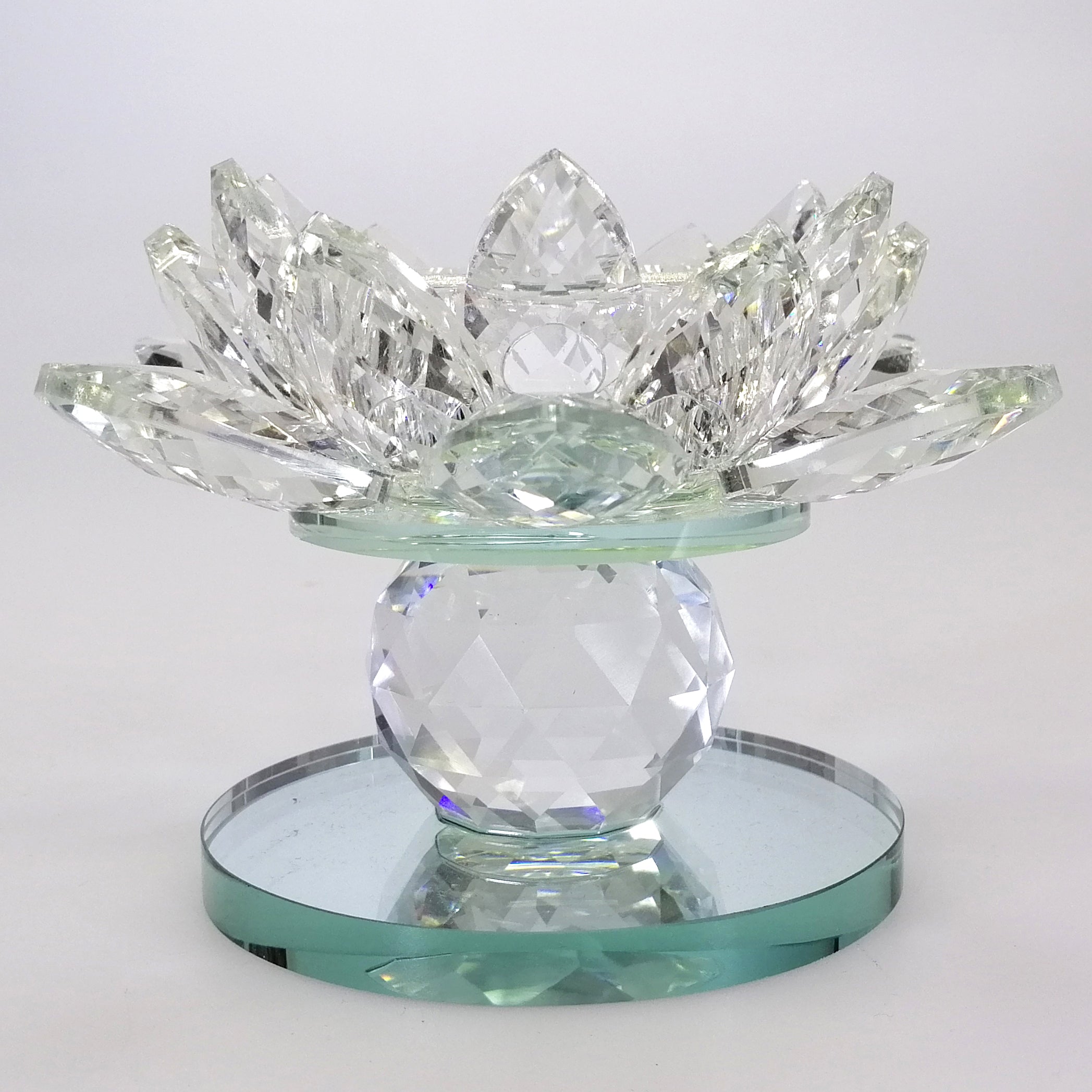 Clear Glass Flower Candle Holder