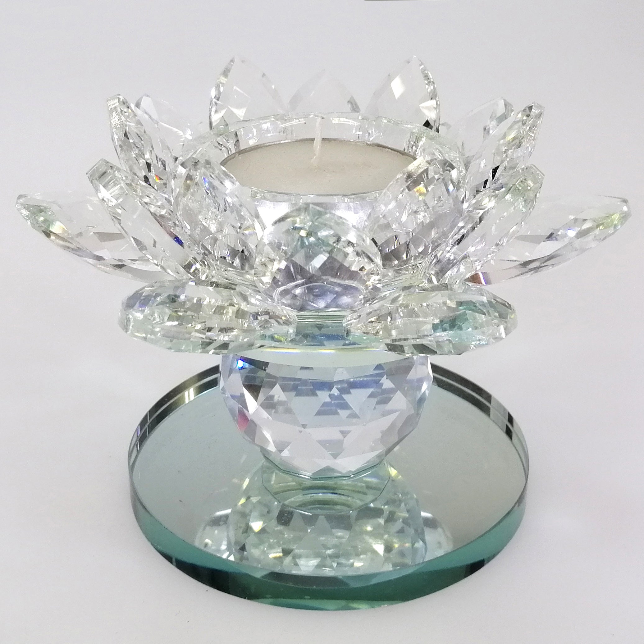 Clear Glass Flower Candle Holder