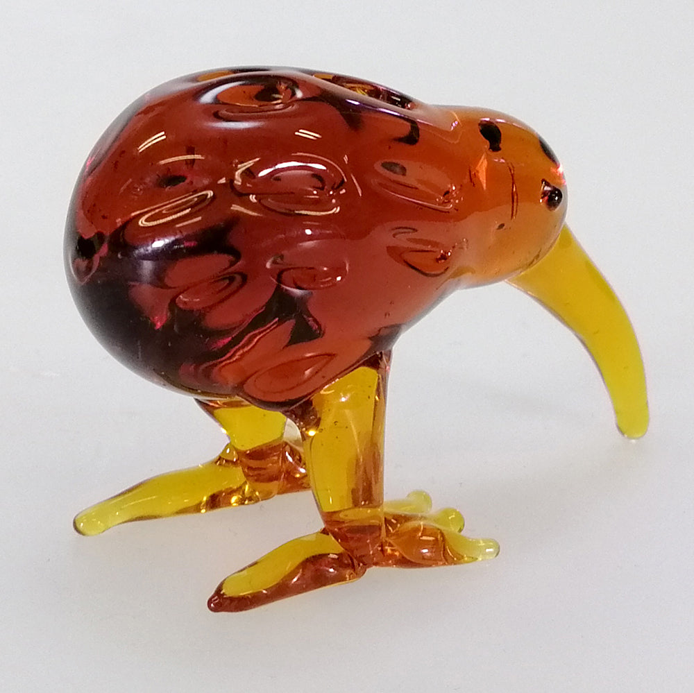 Brown Glass Kiwi Deco Figurine