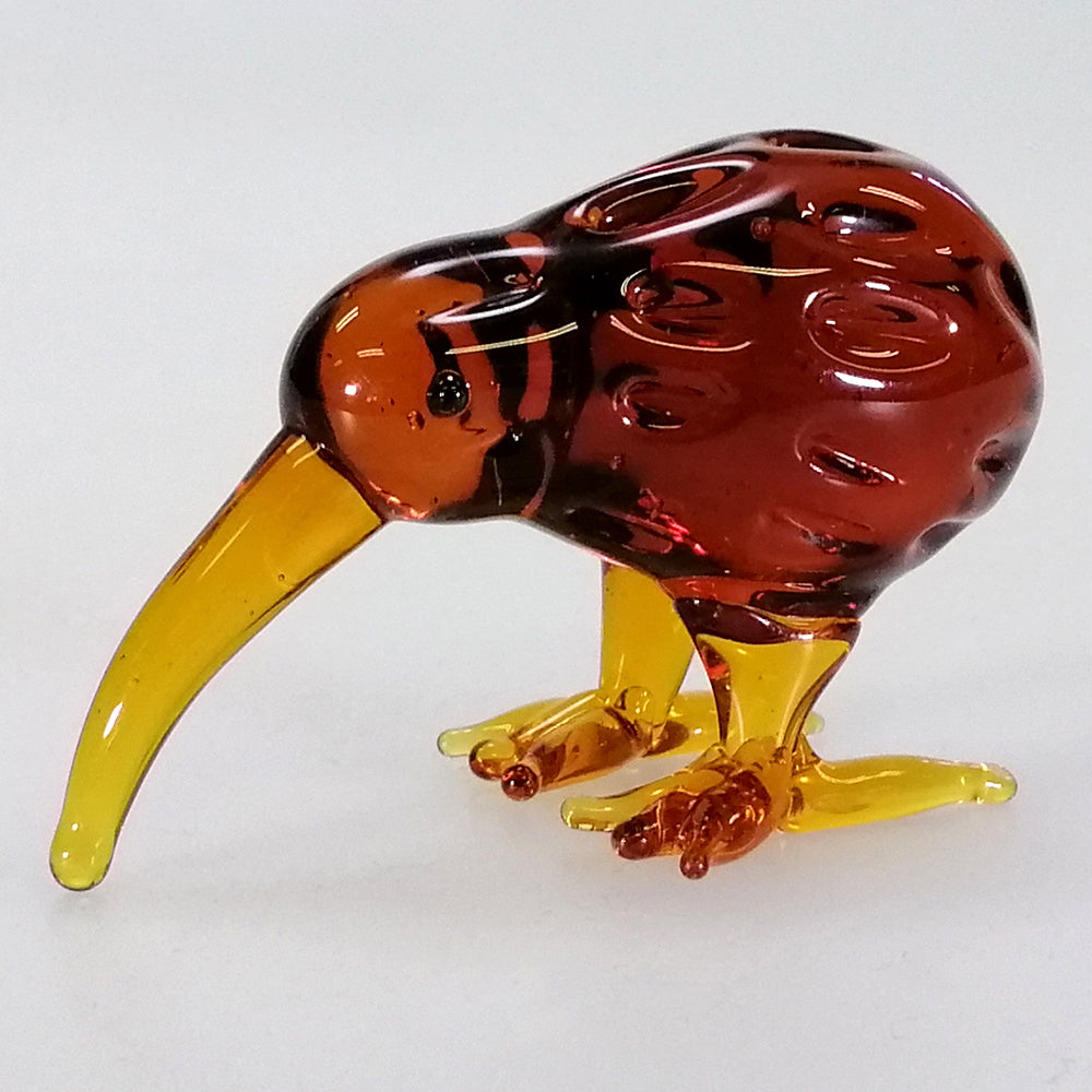 Brown Glass Kiwi Deco Figurine