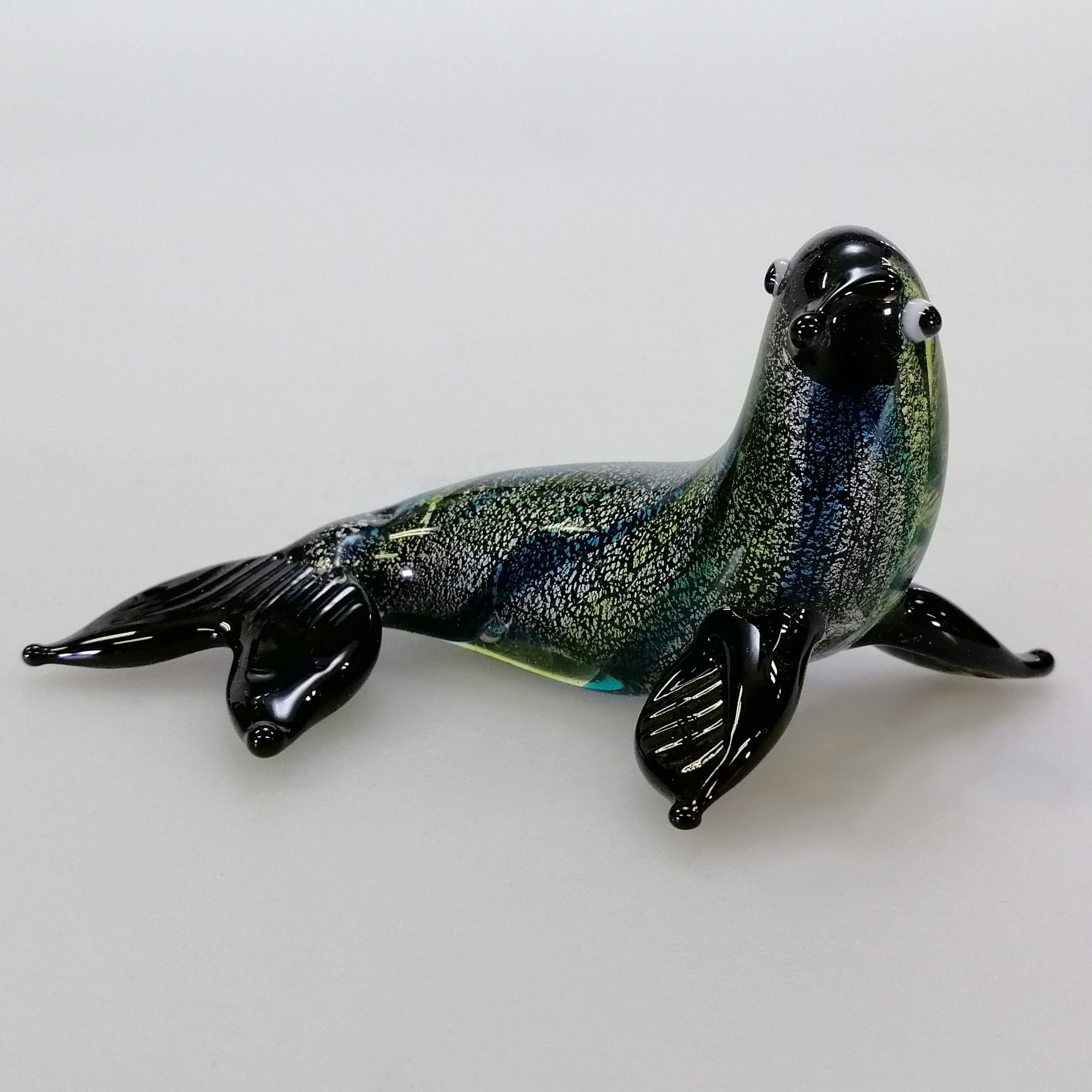 Black Paua-Look Glass Fur Seal