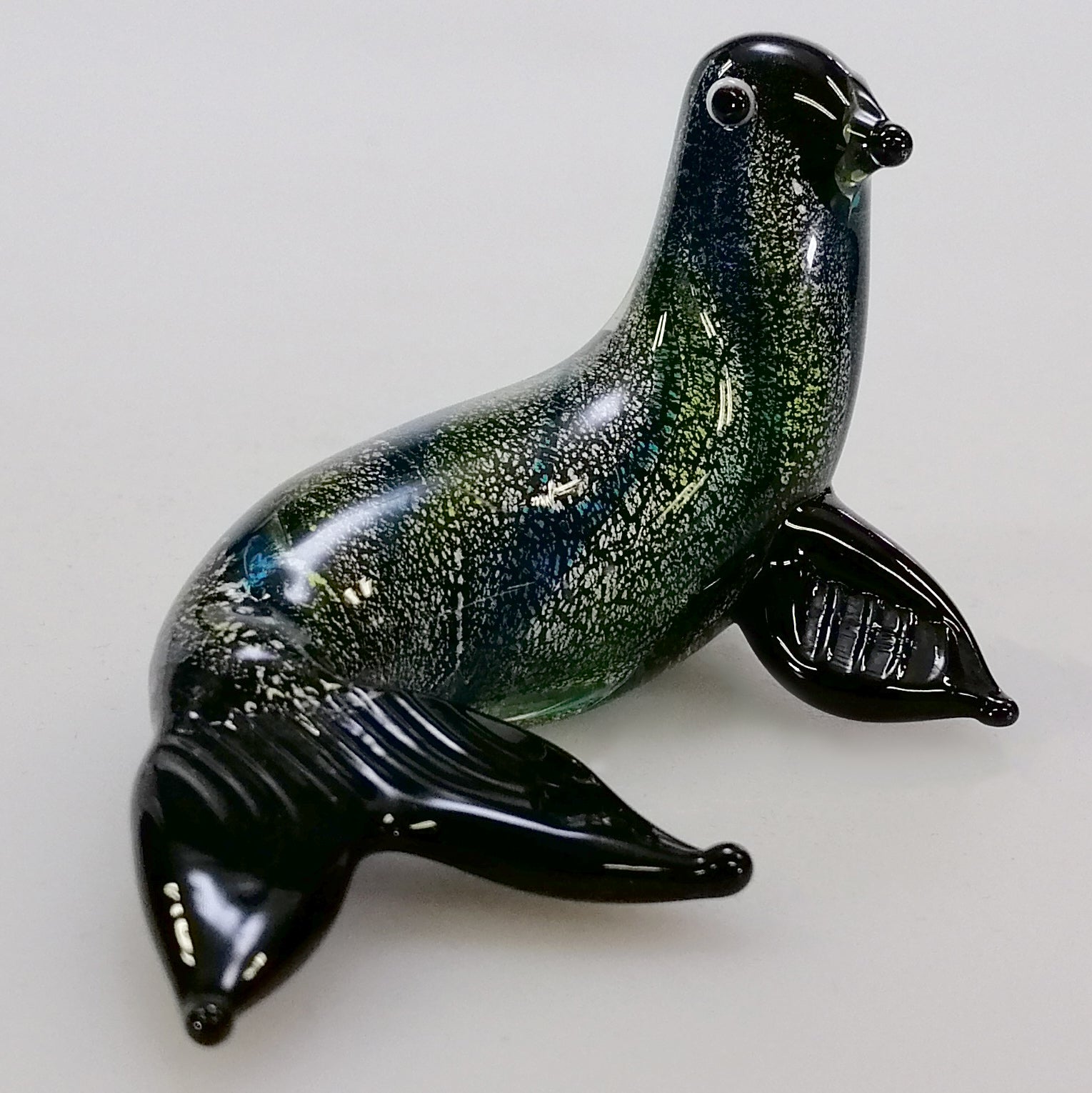 Black Paua-Look Glass Fur Seal