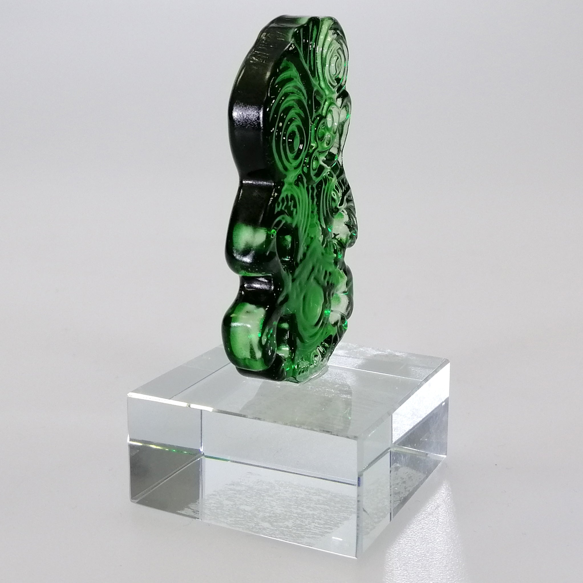 Green Glass Tiki Sculpture