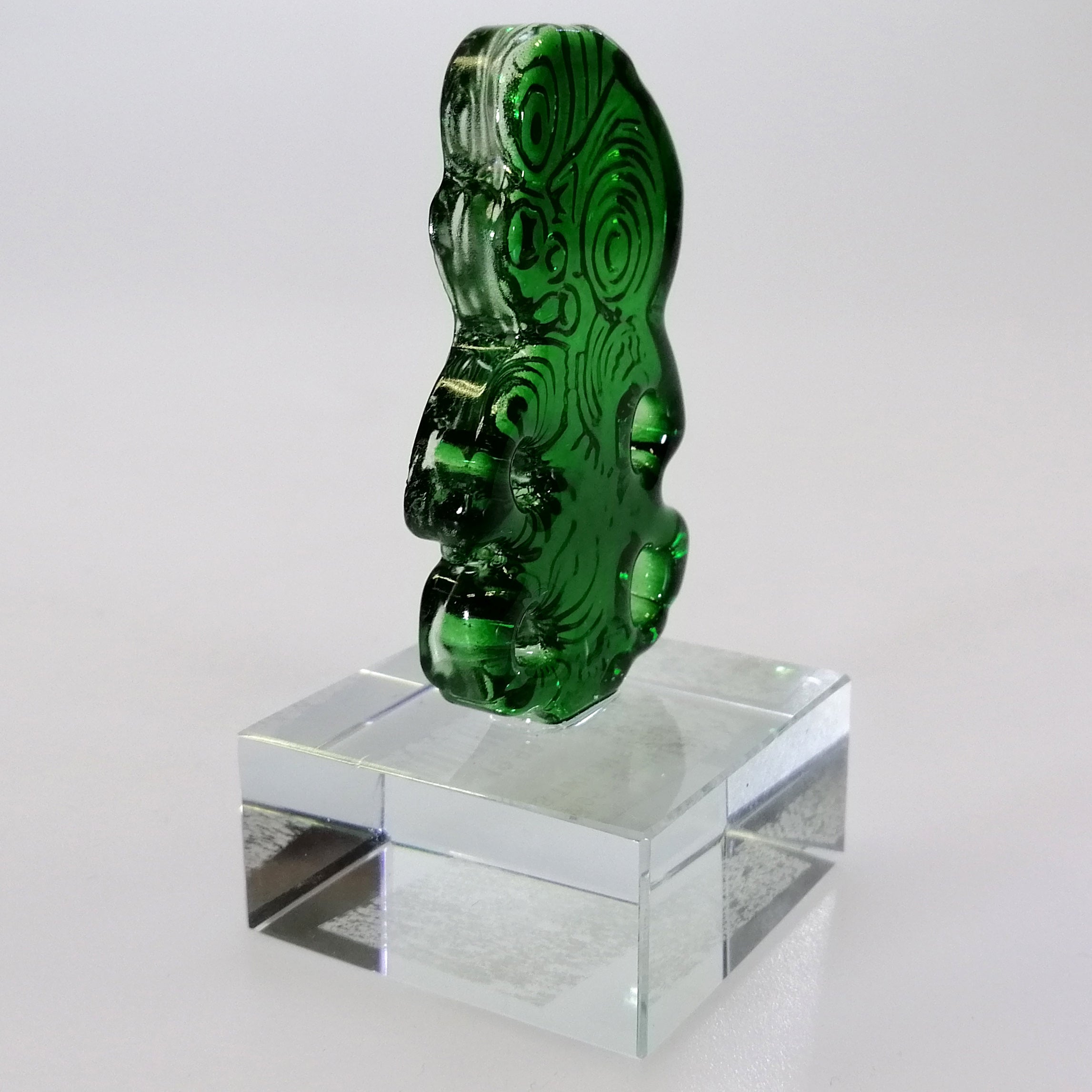 Green Glass Tiki Sculpture