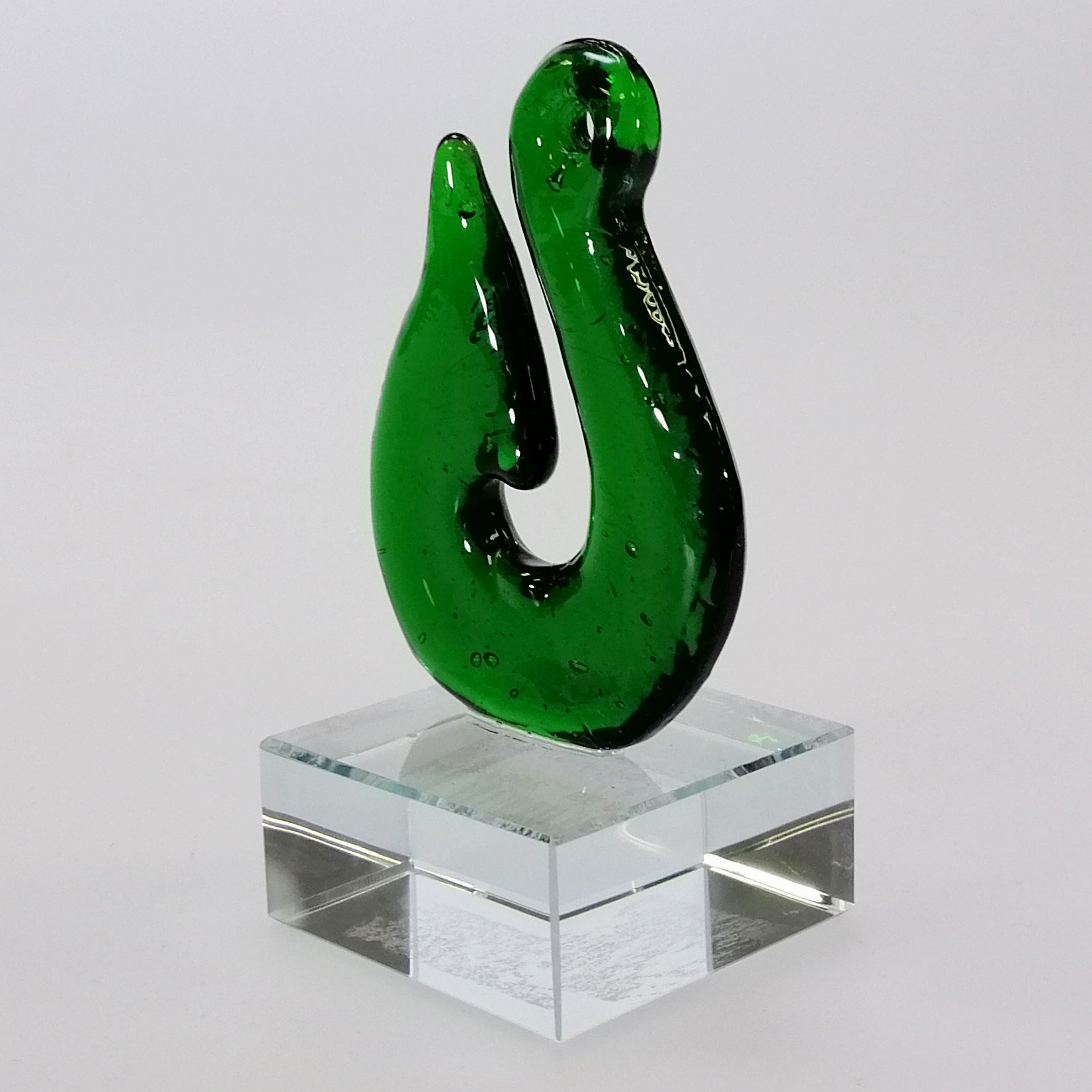 Green Glass Fish Hook Sculpture