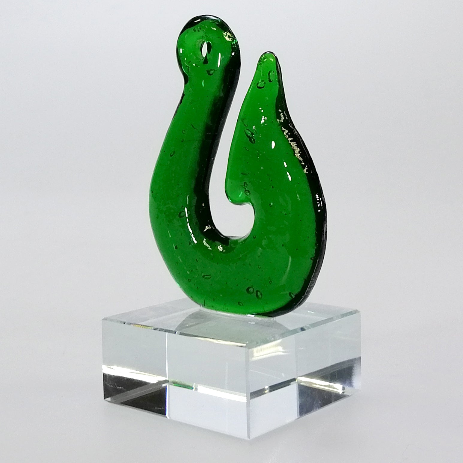 Green Glass Fish Hook Sculpture