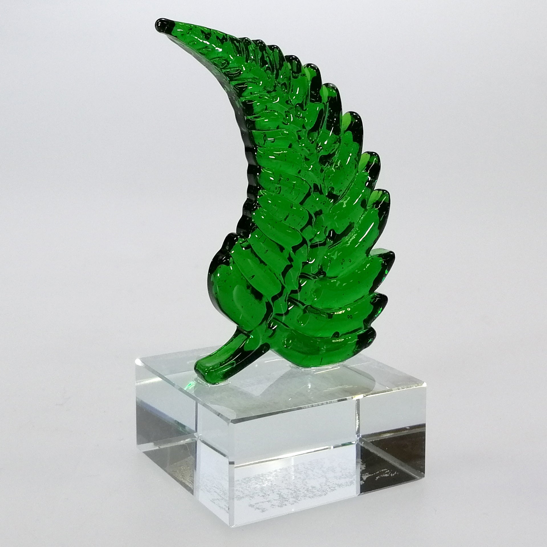 Green Glass Fern Sculpture