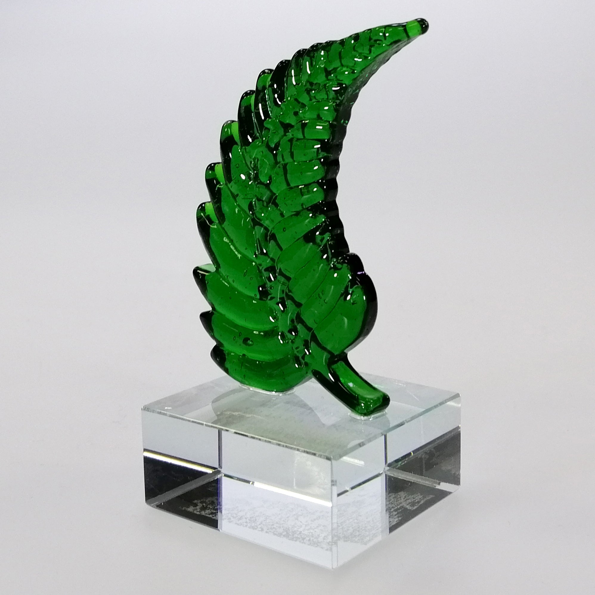 Green Glass Fern Sculpture