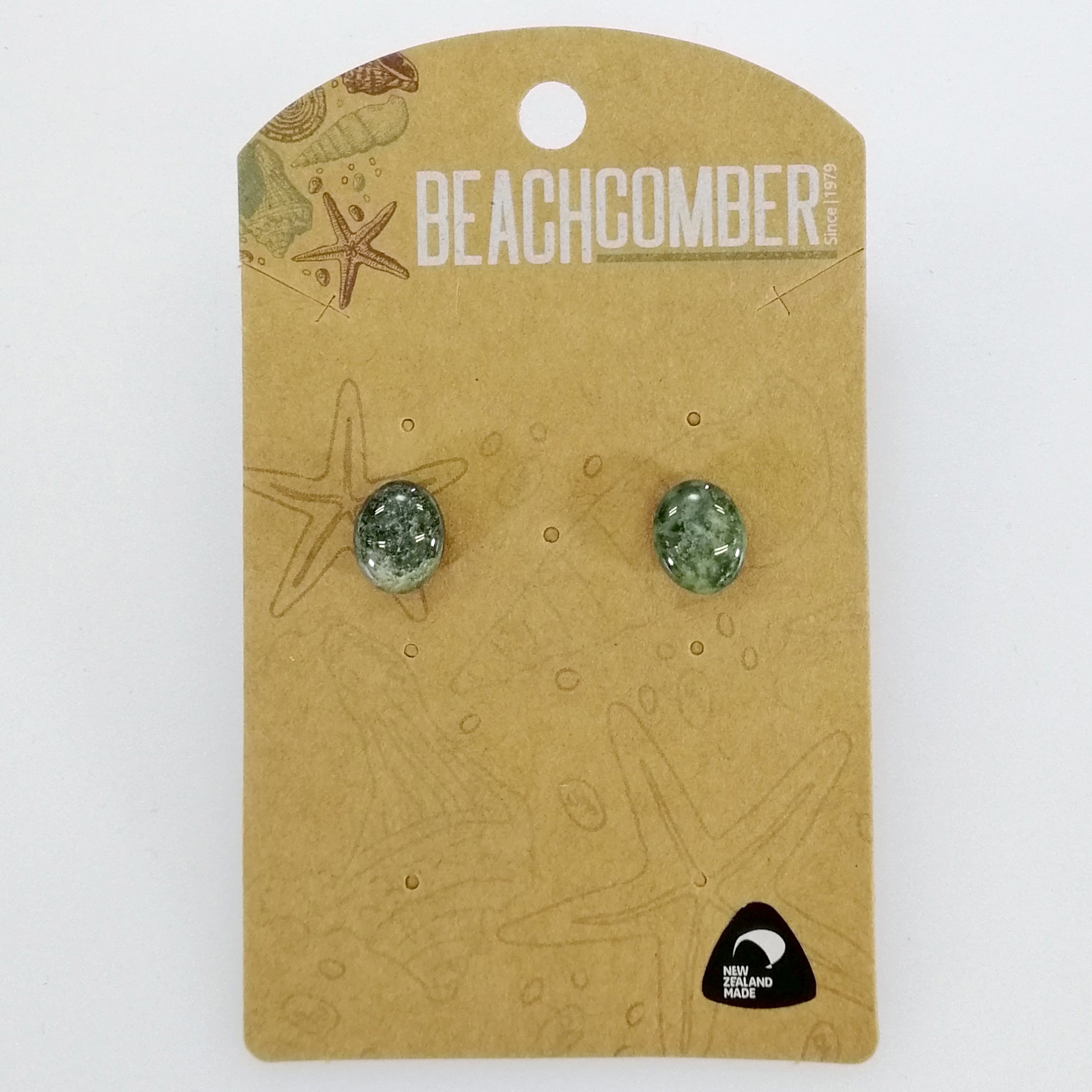 Beachcomber - Pounamu Greenstone Stud Earrings