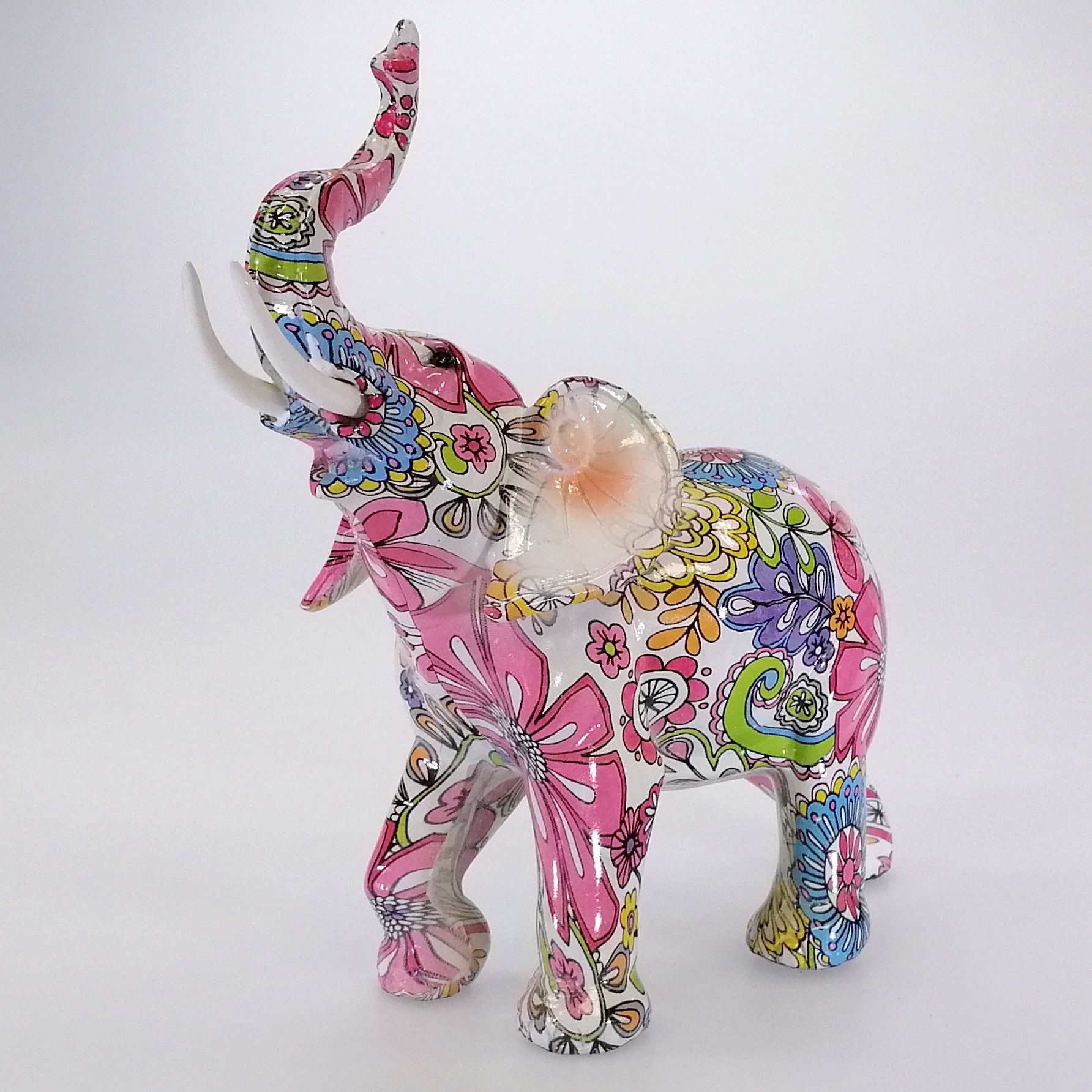 Floral Psychedelic Figurine - Elephant